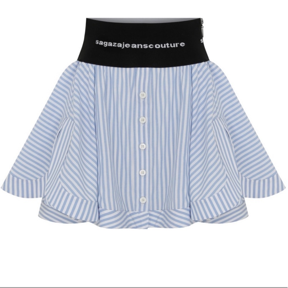 Blue Striped Skater Skirt